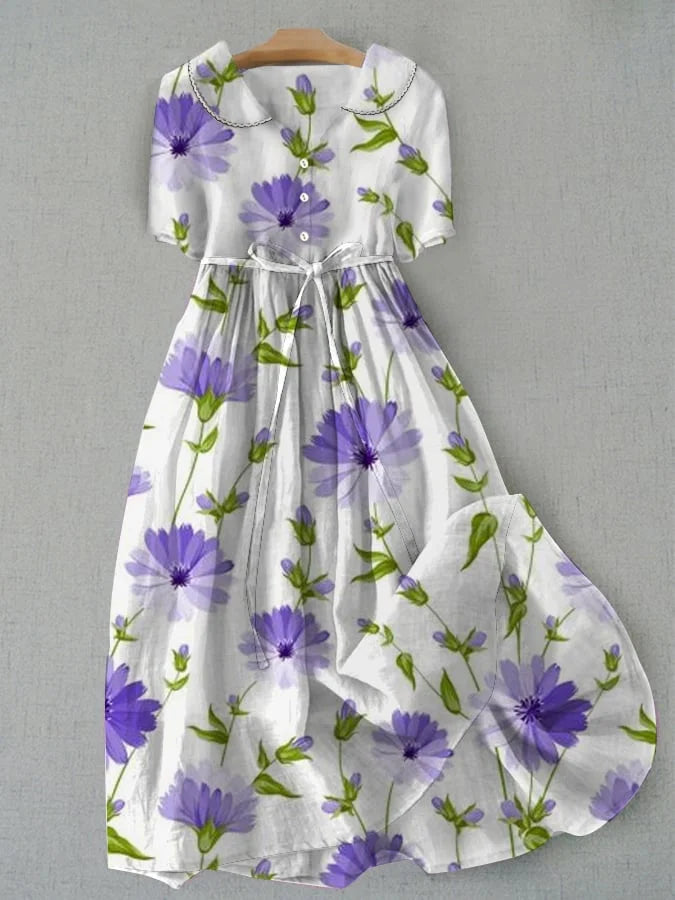 Amelia | Vestido elegante con flores de lavanda