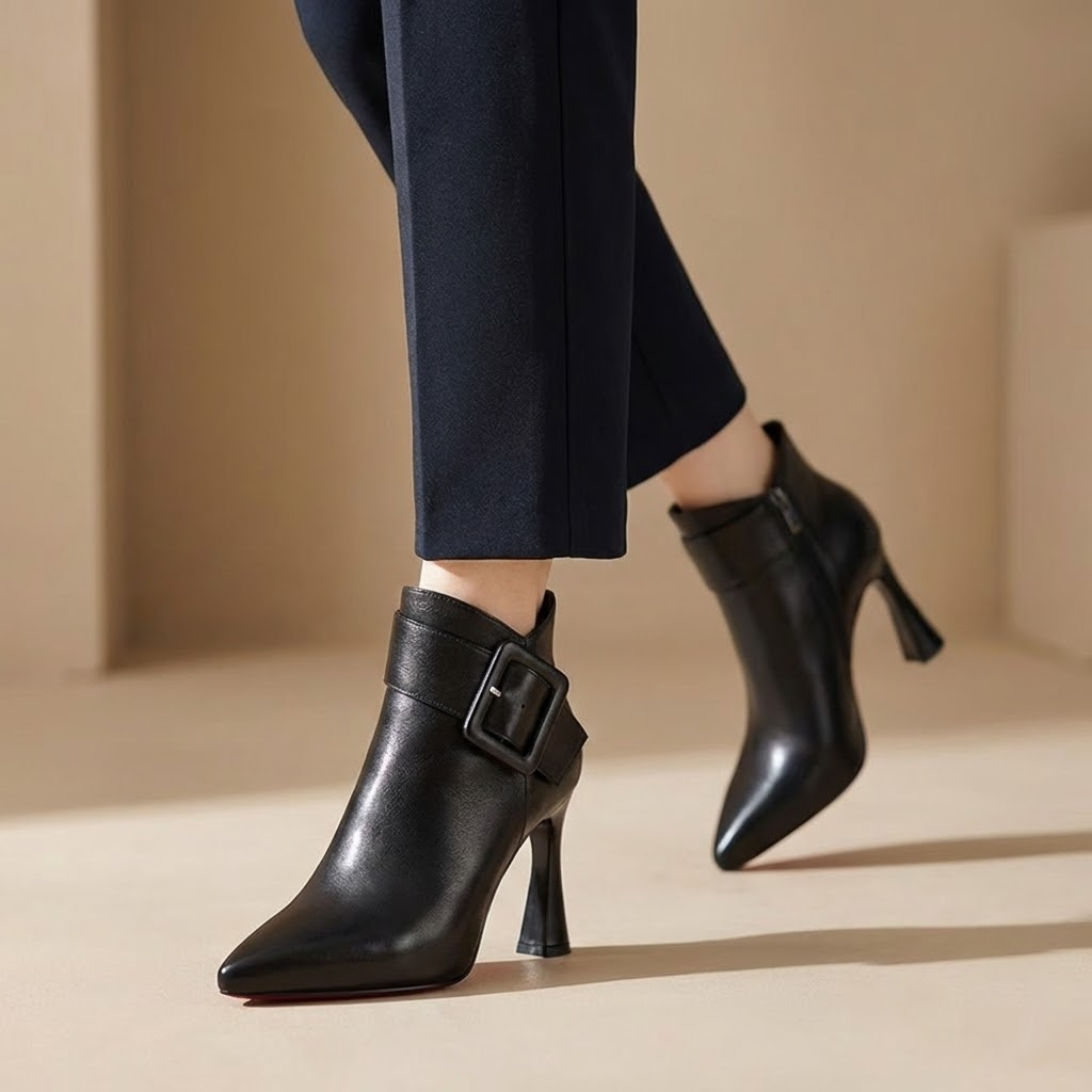 Botines Signature con Tacón y Hebilla Oversize