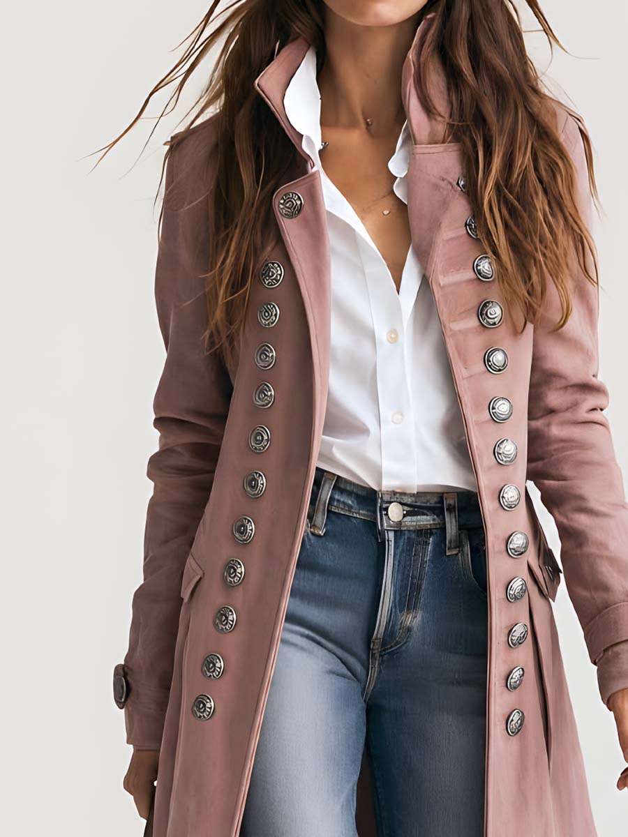 Abrigo de Gamuza Estilo Militar