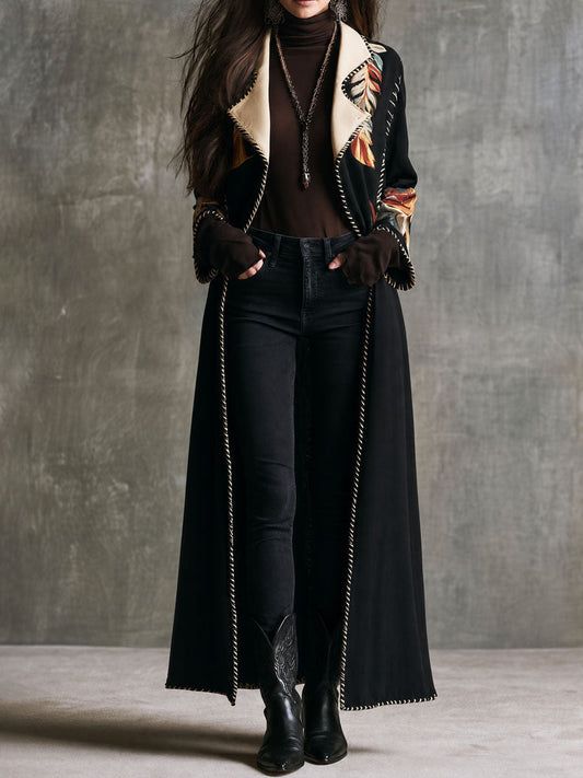 Abrigo Boho Negro de Microgamuza