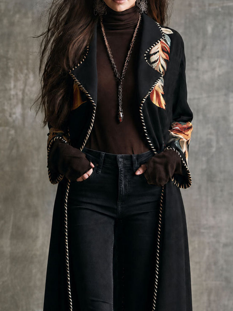 Abrigo Boho Negro de Microgamuza