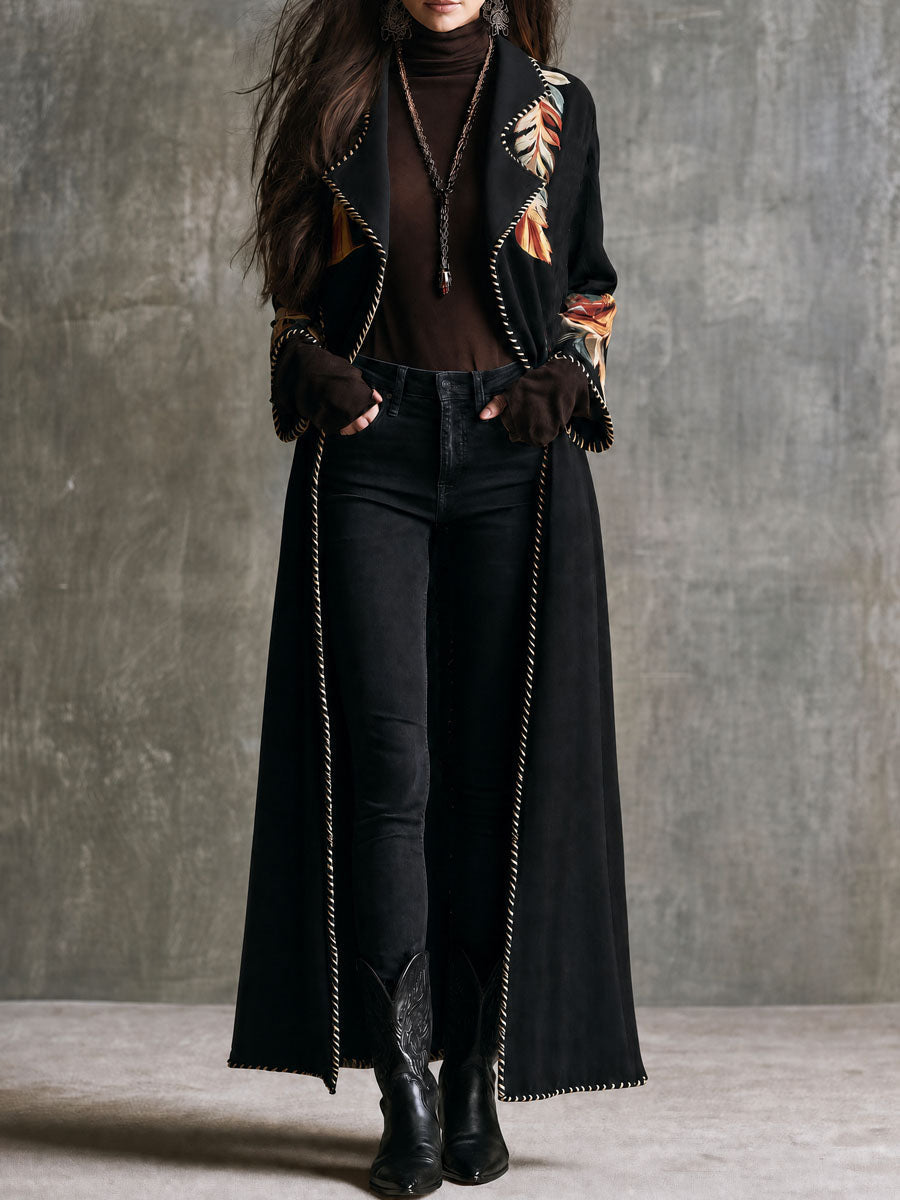 Abrigo Boho Negro de Microgamuza