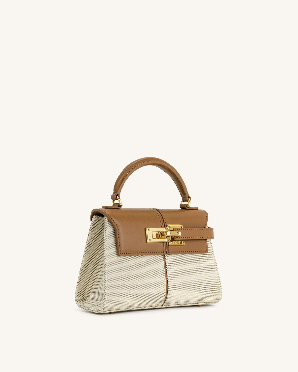 Bolso con asa superior - Marrón de lona