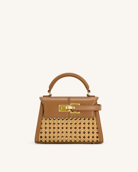 Bolso tejido con asa superior - Marrón