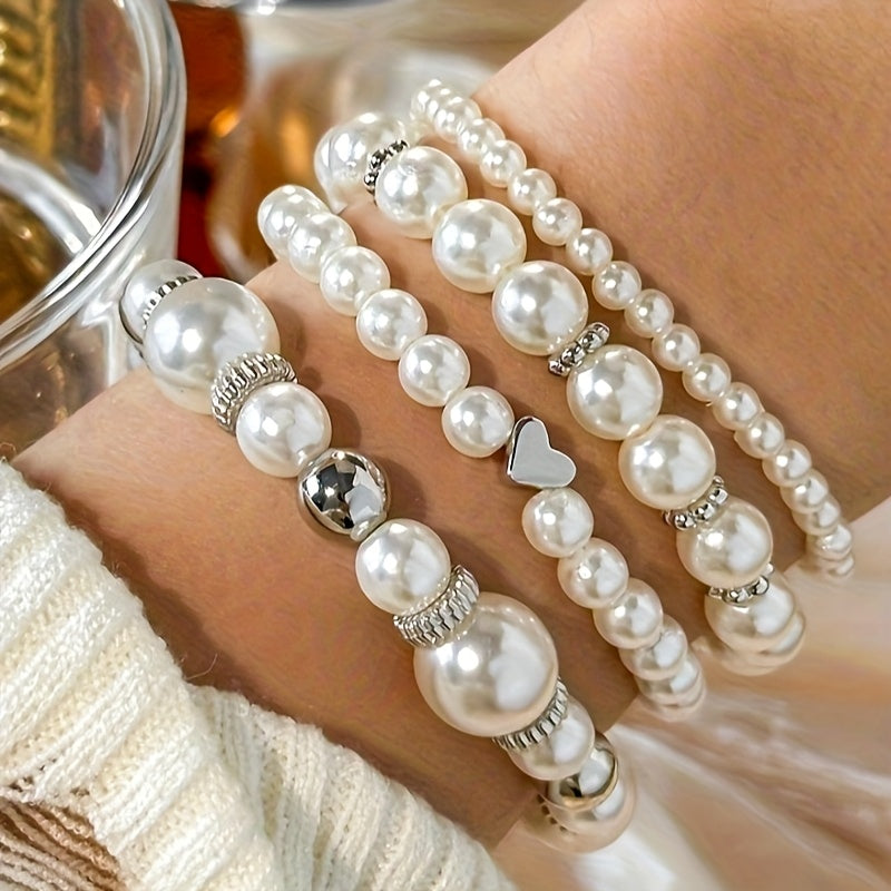 Set de Pulseras de Perlas con Corazón