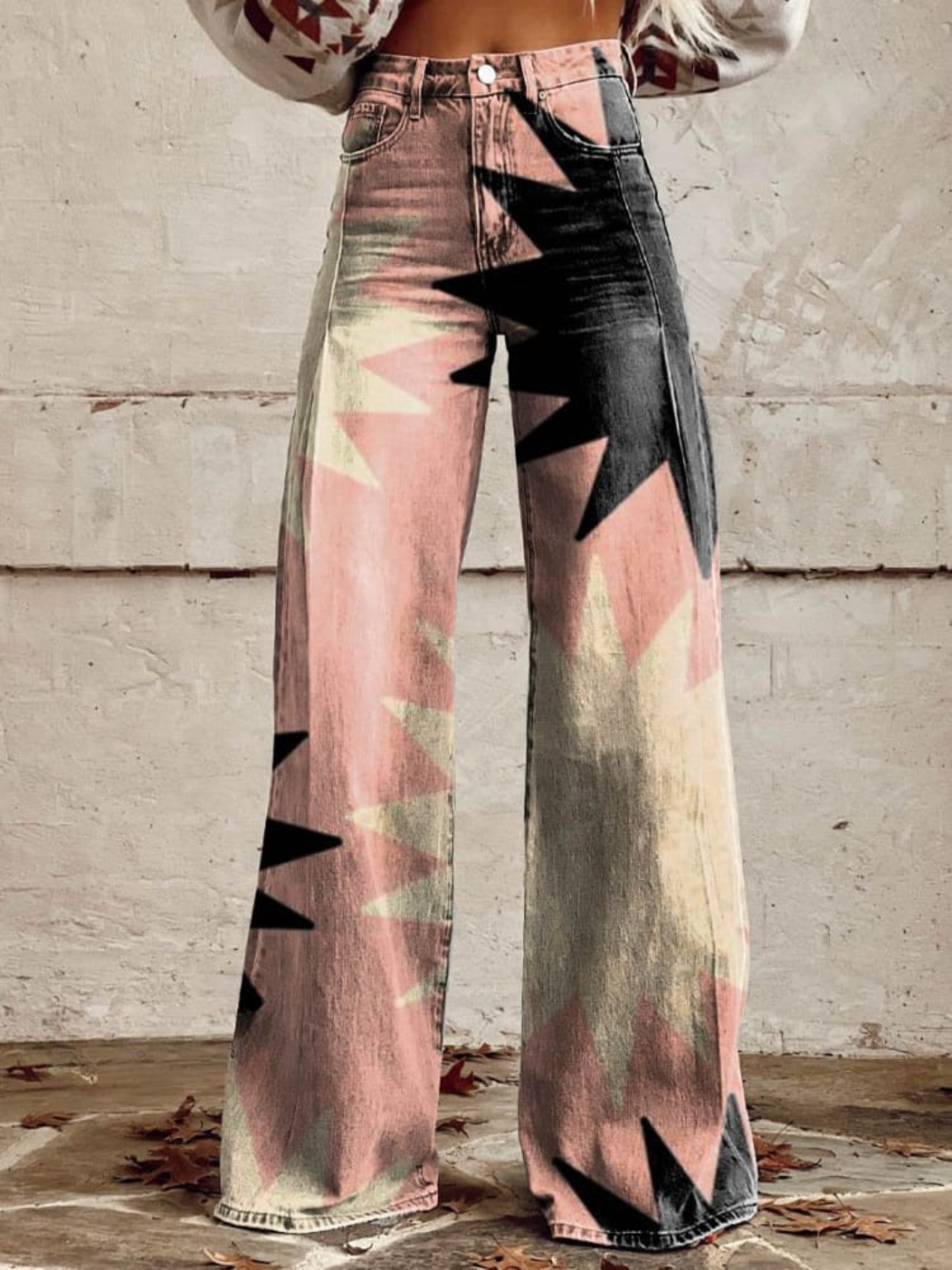 Jeans Anchos Florales Bohemios