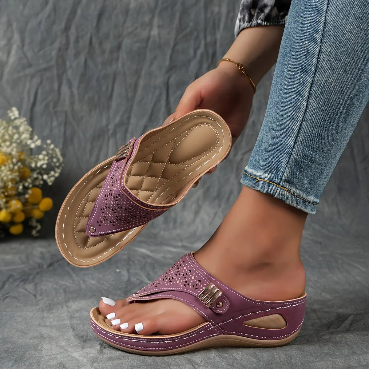 Élodie - Sandalias de mujer con tira entre los dedos