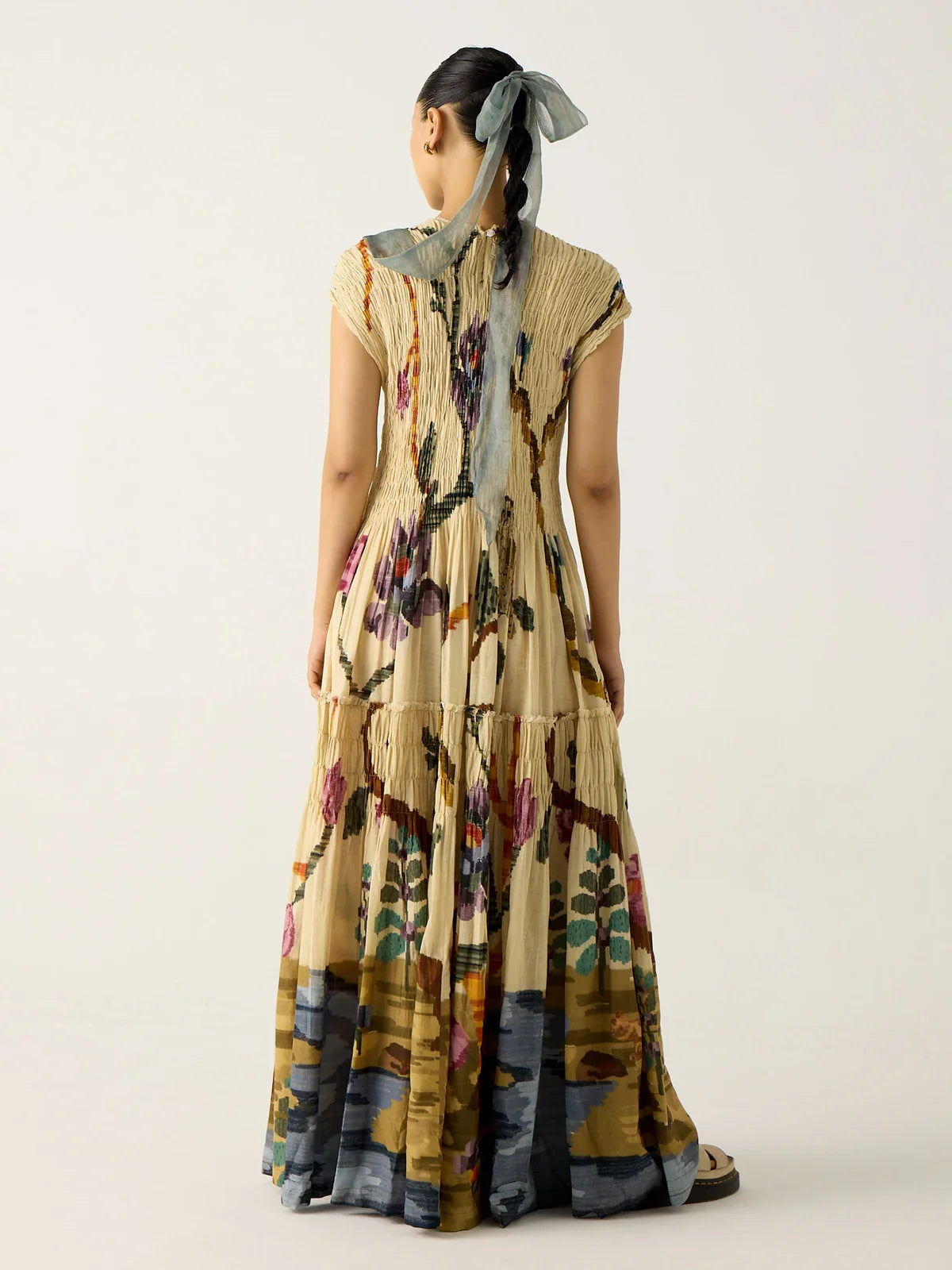 Luna - Vestido largo con estampado plisado