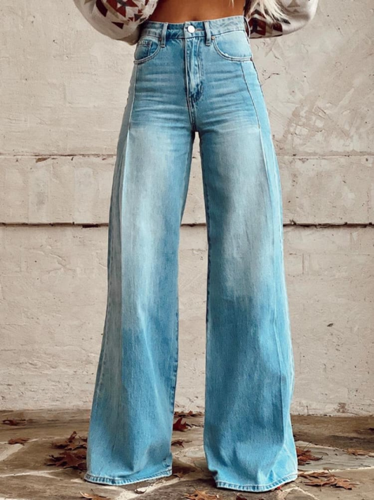 Jeans Anchos Florales Bohemios
