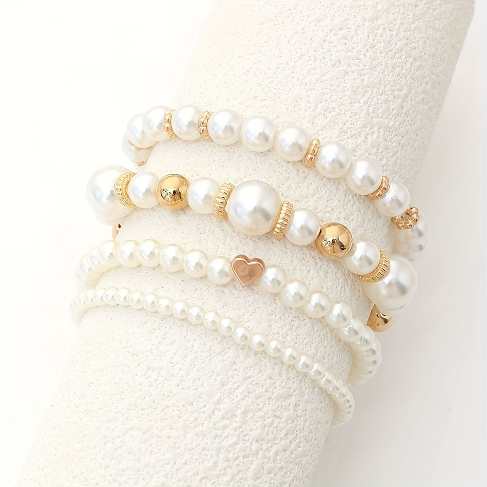 Set de Pulseras de Perlas con Corazón