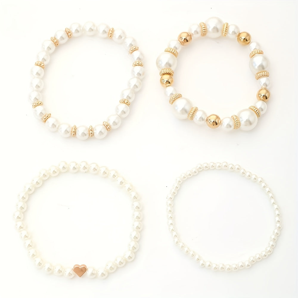 Set de Pulseras de Perlas con Corazón