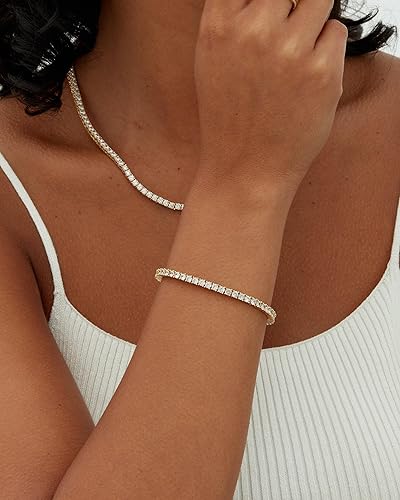 Pulsera Tennis Dorada de Moissanita
