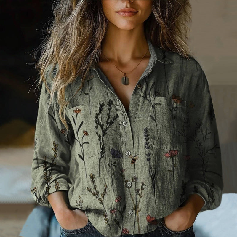 Gema - Blusa con stampado floral vintage