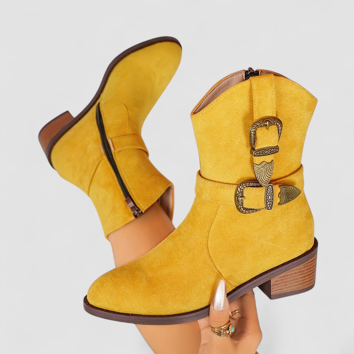 Rosa | Botas western ortopédicas de ante