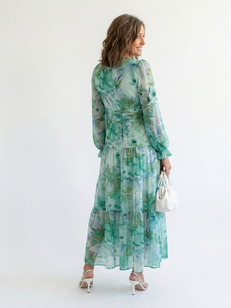Althea - Vestido largo floral de manga larga
