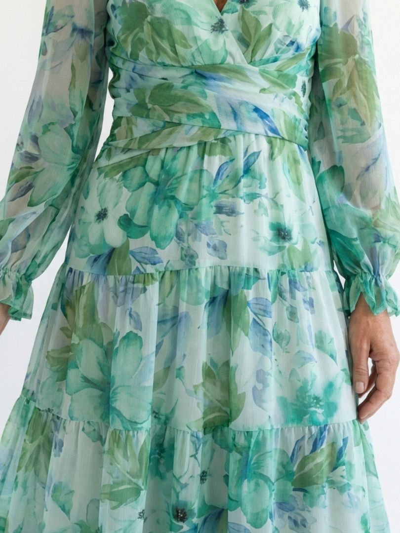 Althea - Vestido largo floral de manga larga