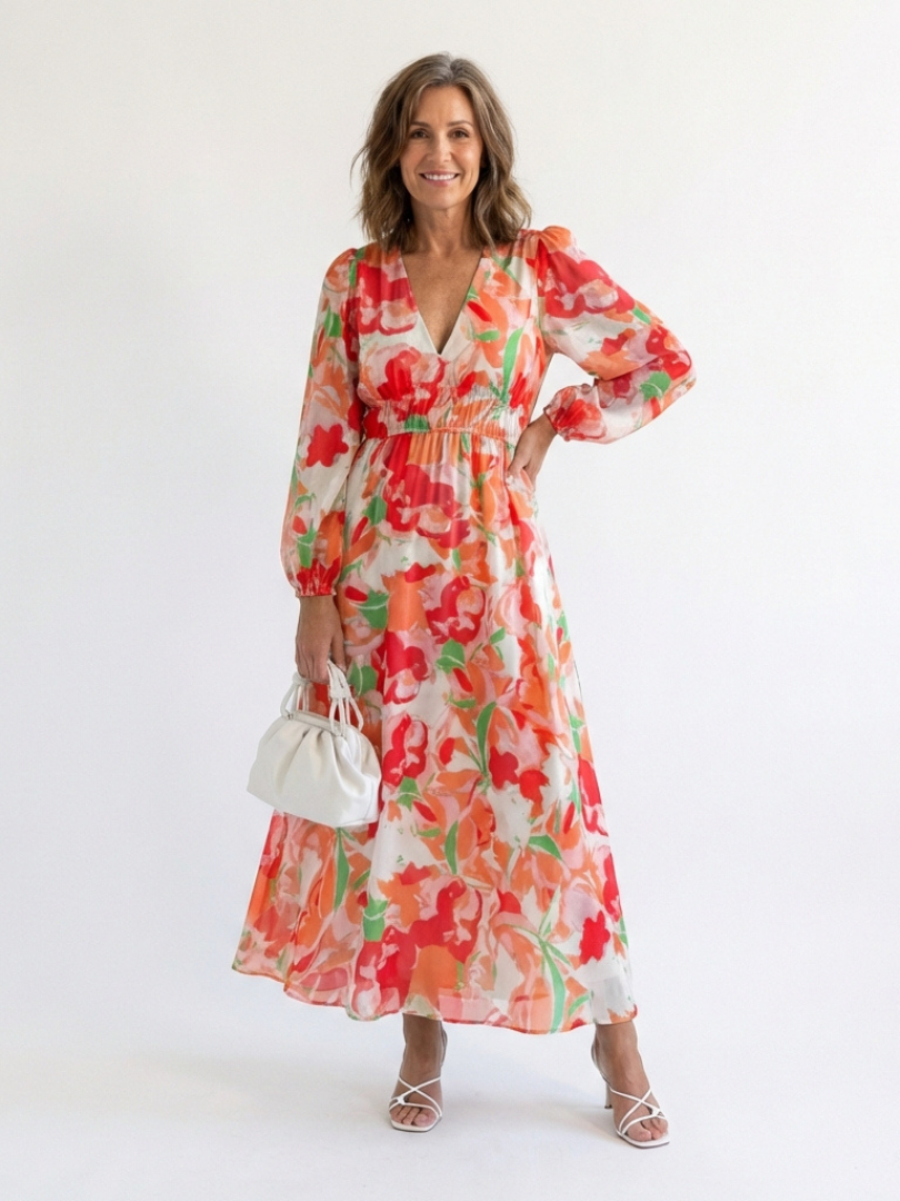 Althea - Vestido largo floral de manga larga