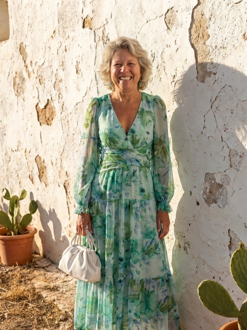 Althea - Vestido largo floral de manga larga