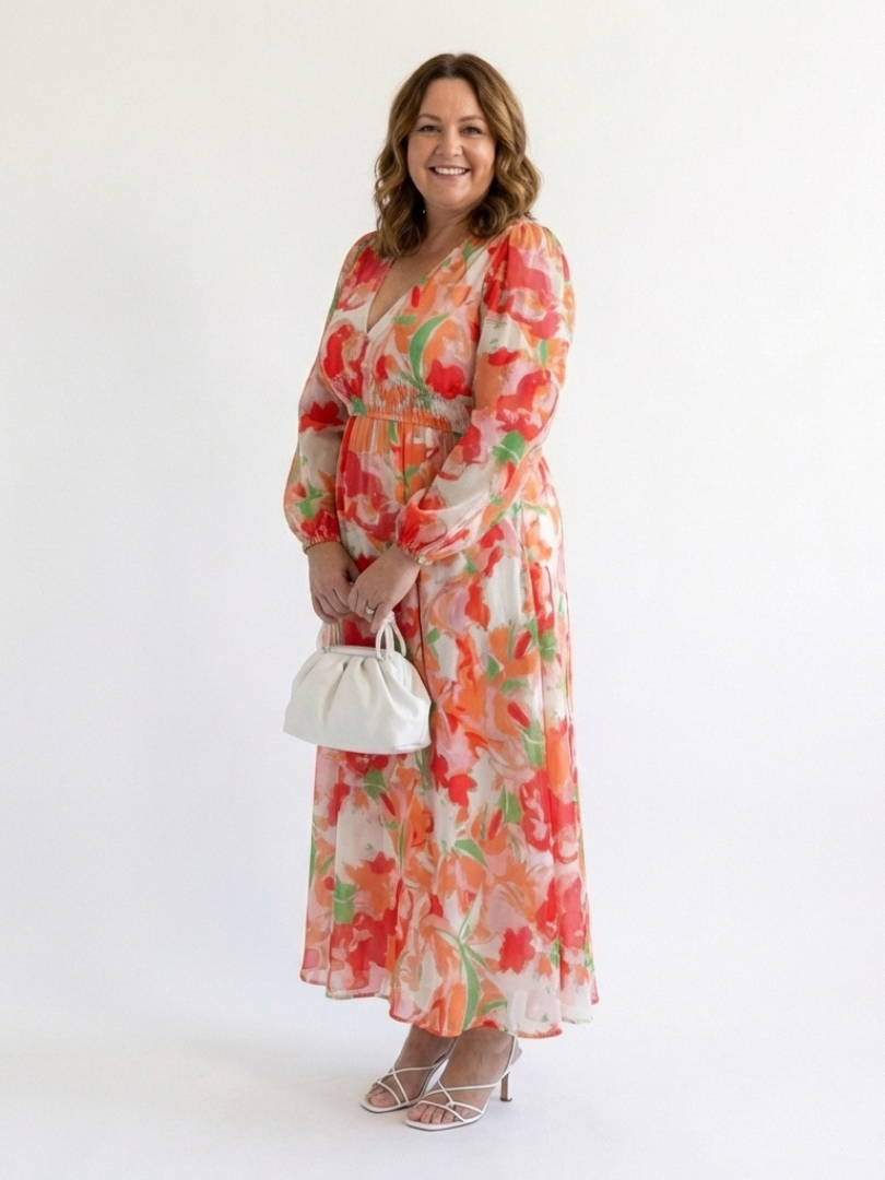 Althea - Vestido largo floral de manga larga