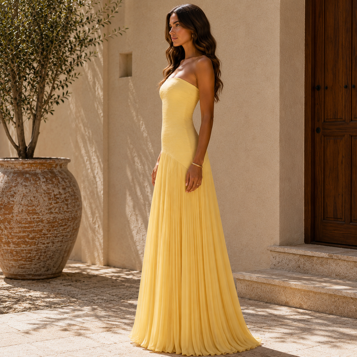 Vestido Olalla · Hombros descubiertos en tres colores