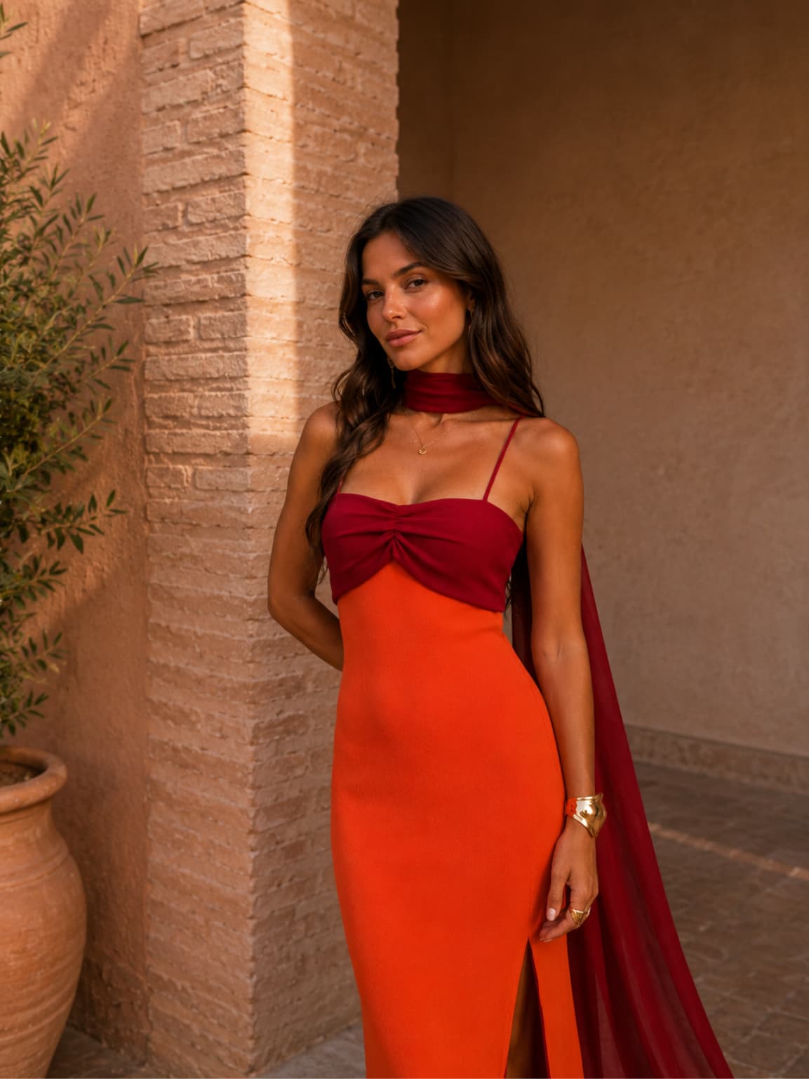 Vestido Rosalba · Largo drapeado bicolor