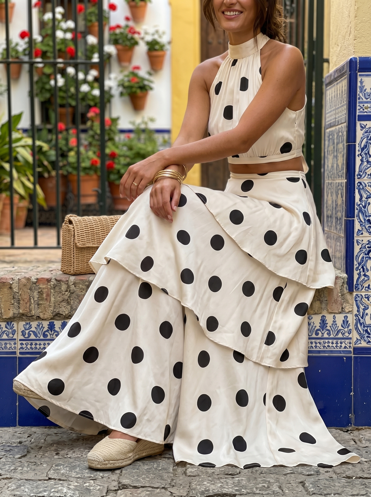 Conjunto Marchena · Conjunto de top y falda larga de lunares