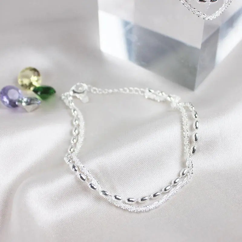 Set de Pulseras Plateadas con Detalles de Zirconia