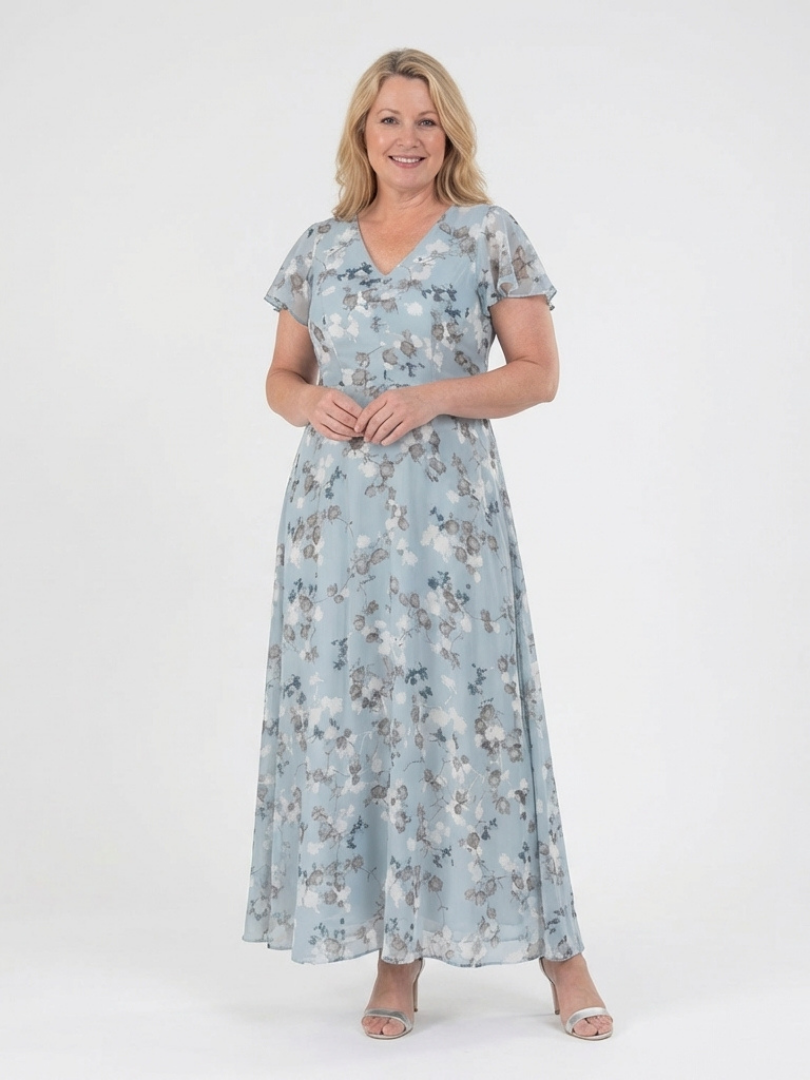 Ismeria - Vestido largo floral de gasa