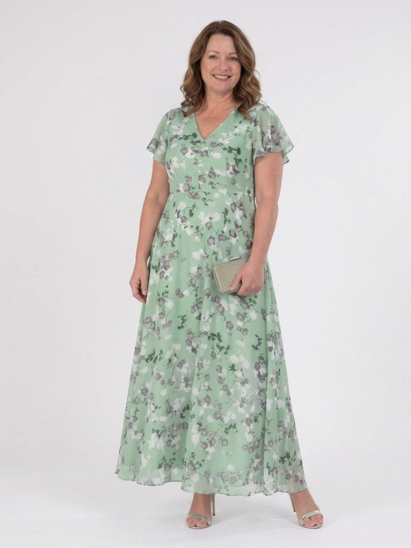 Ismeria - Vestido largo floral de gasa