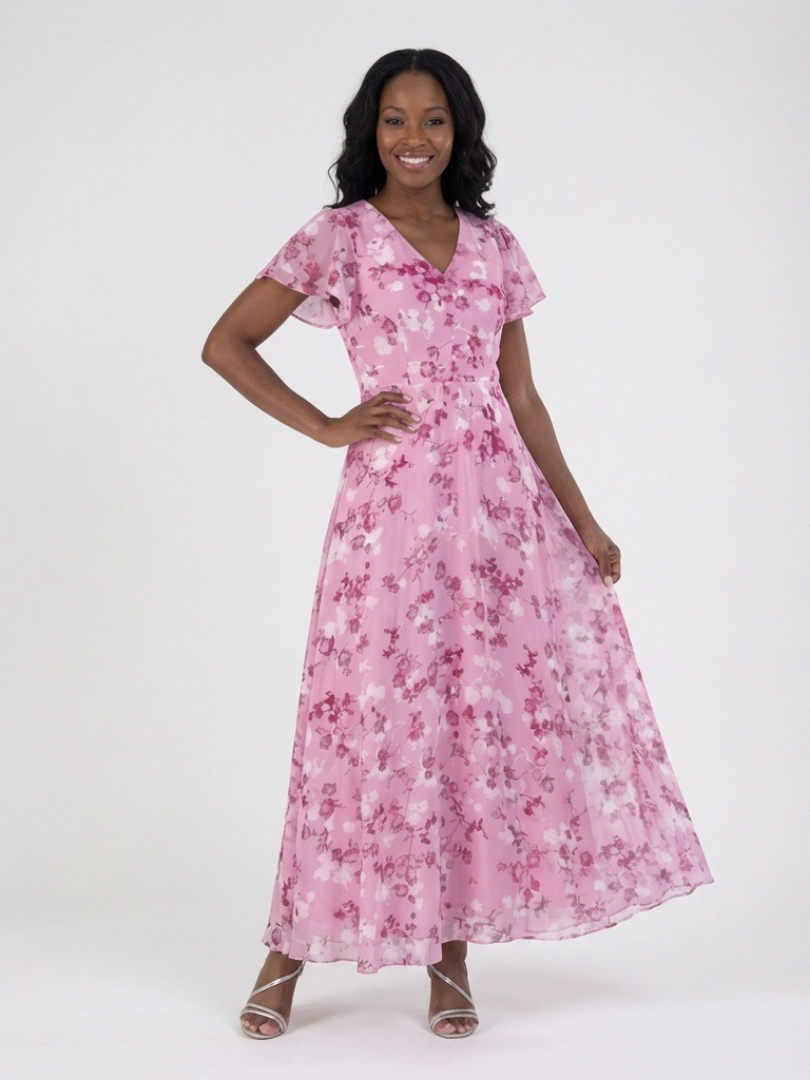 Ismeria - Vestido largo floral de gasa