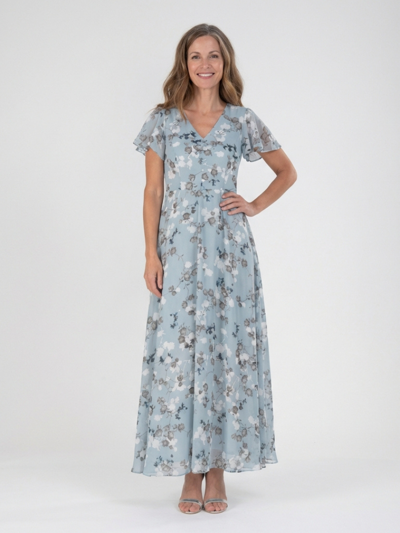 Ismeria - Vestido largo floral de gasa