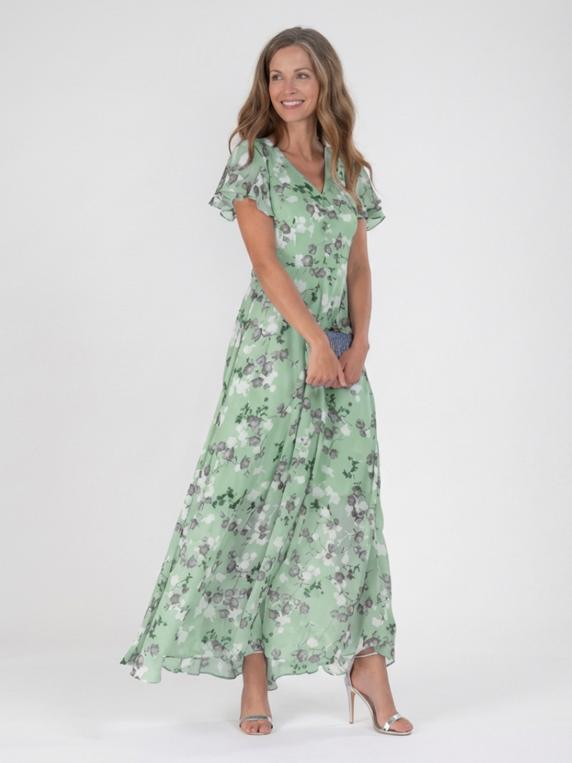 Ismeria - Vestido largo floral de gasa