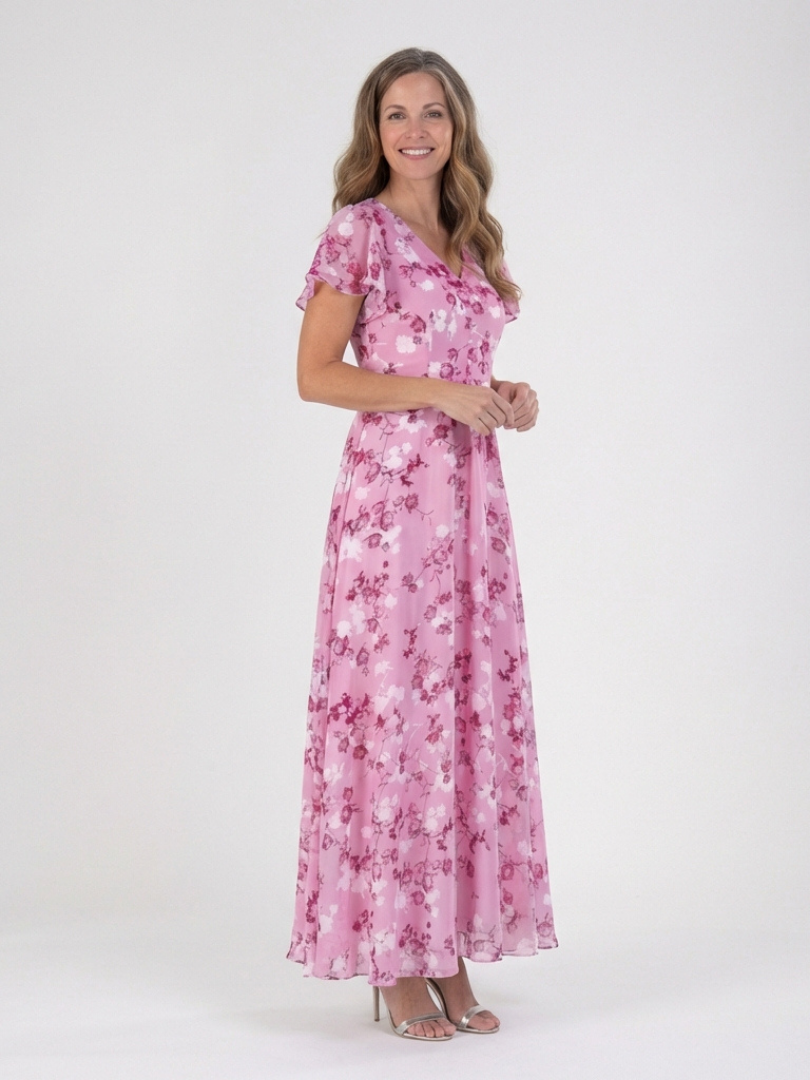 Ismeria - Vestido largo floral de gasa