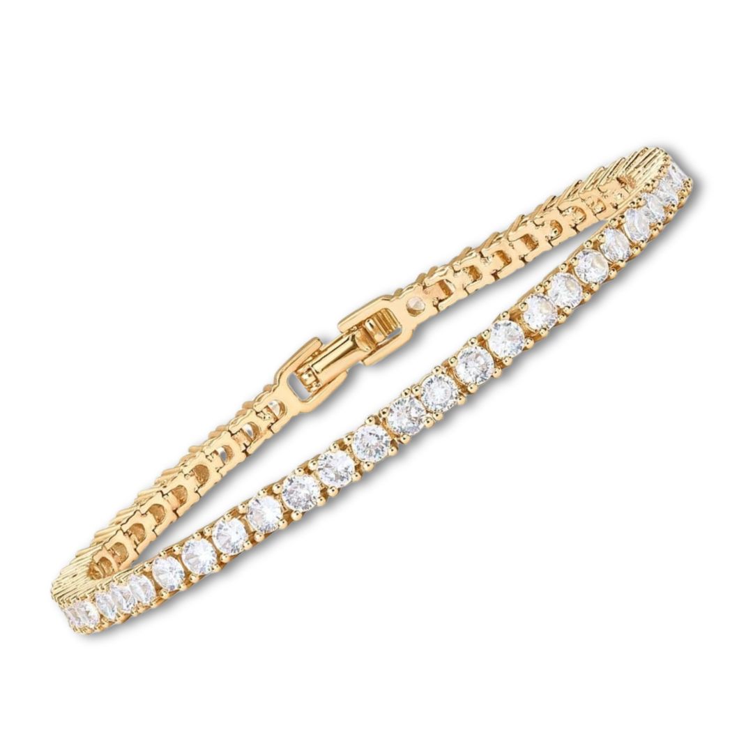 Pulsera Tennis Dorada de Moissanita