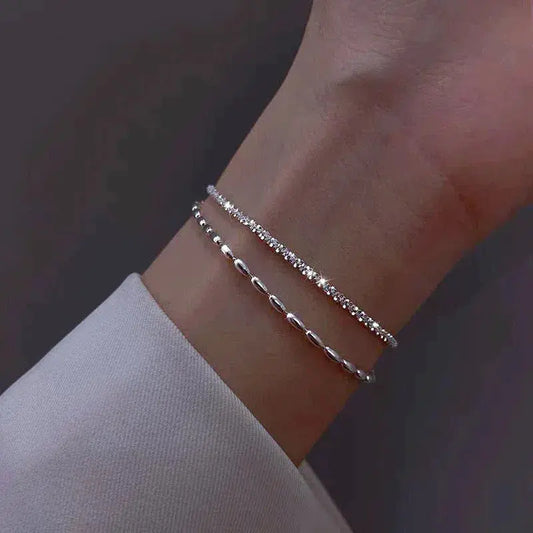 Set de Pulseras Plateadas con Detalles de Zirconia