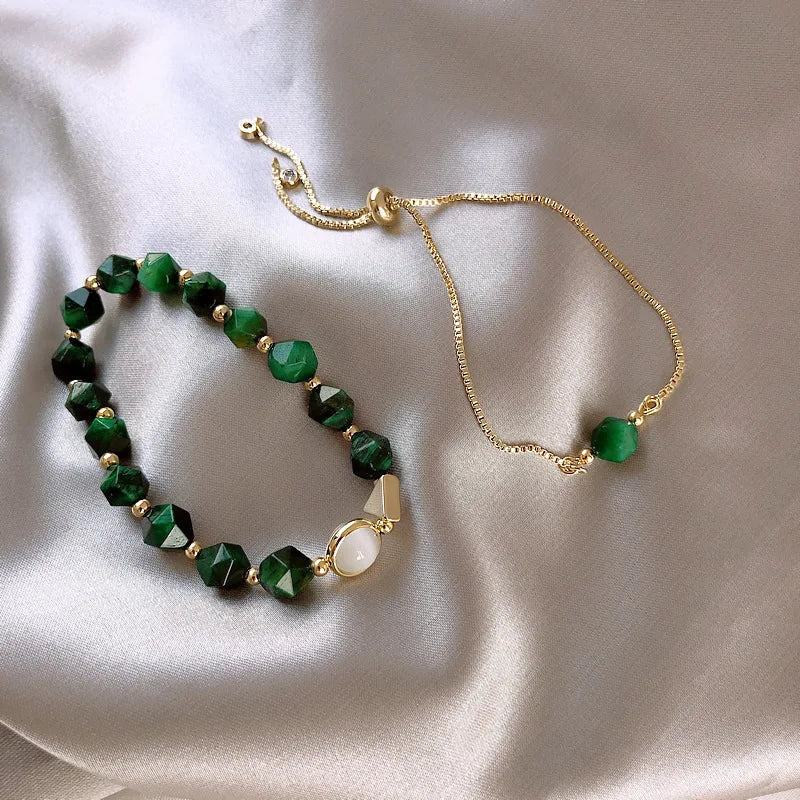 Set de Pulseras Elegantes con Piedras Verdes