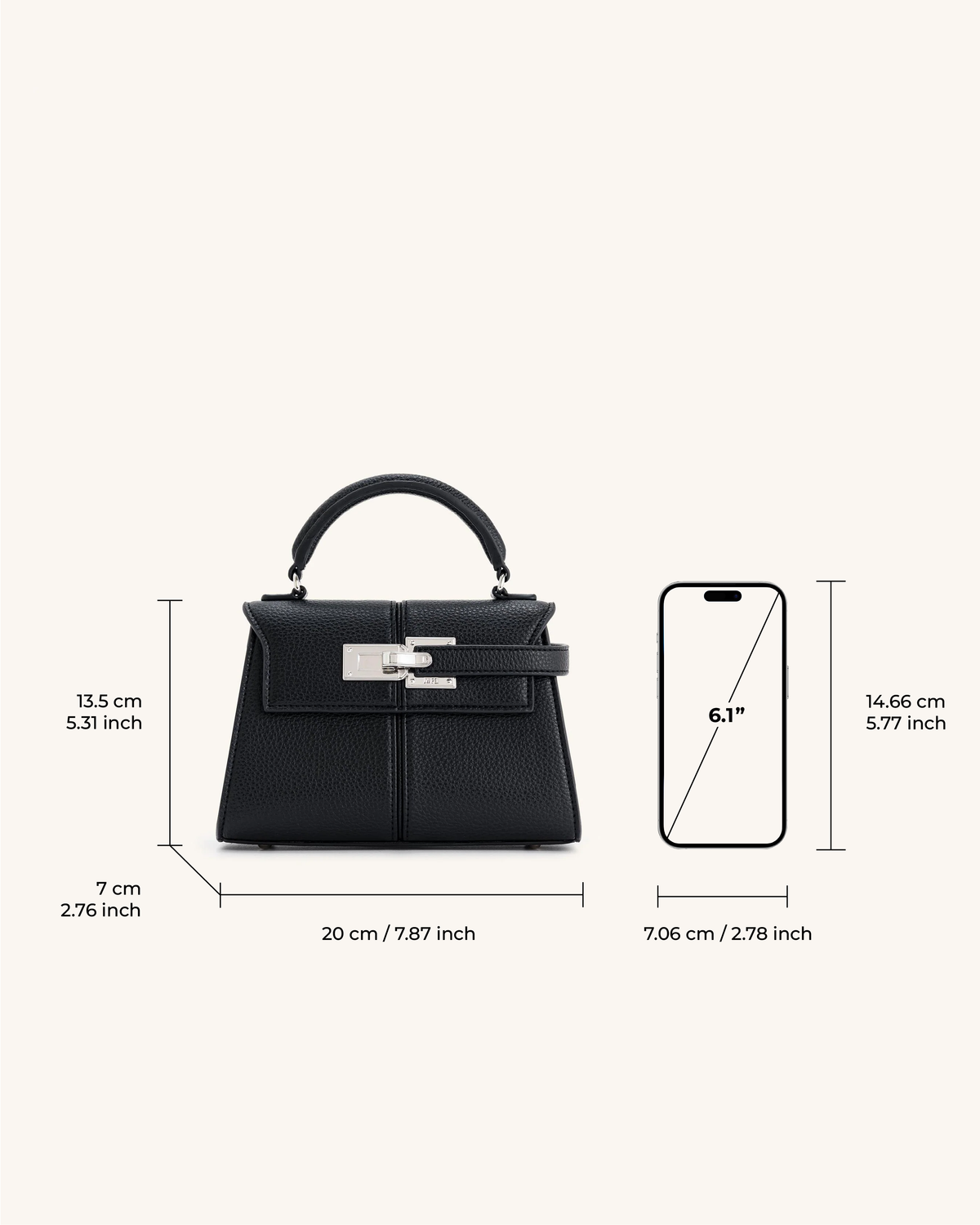 Bolso con asa superior - Negro