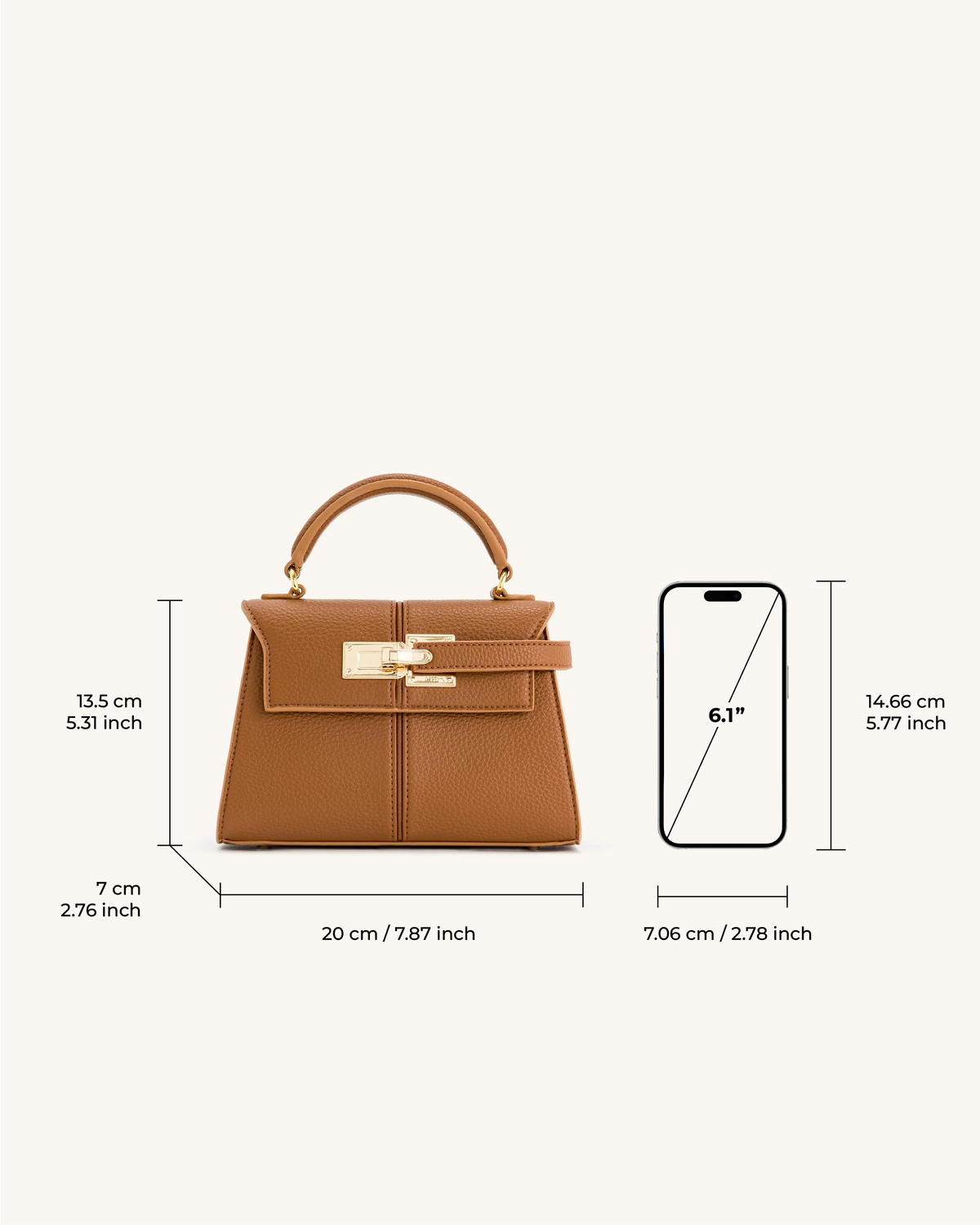 Bolso con asa superior - Marrón