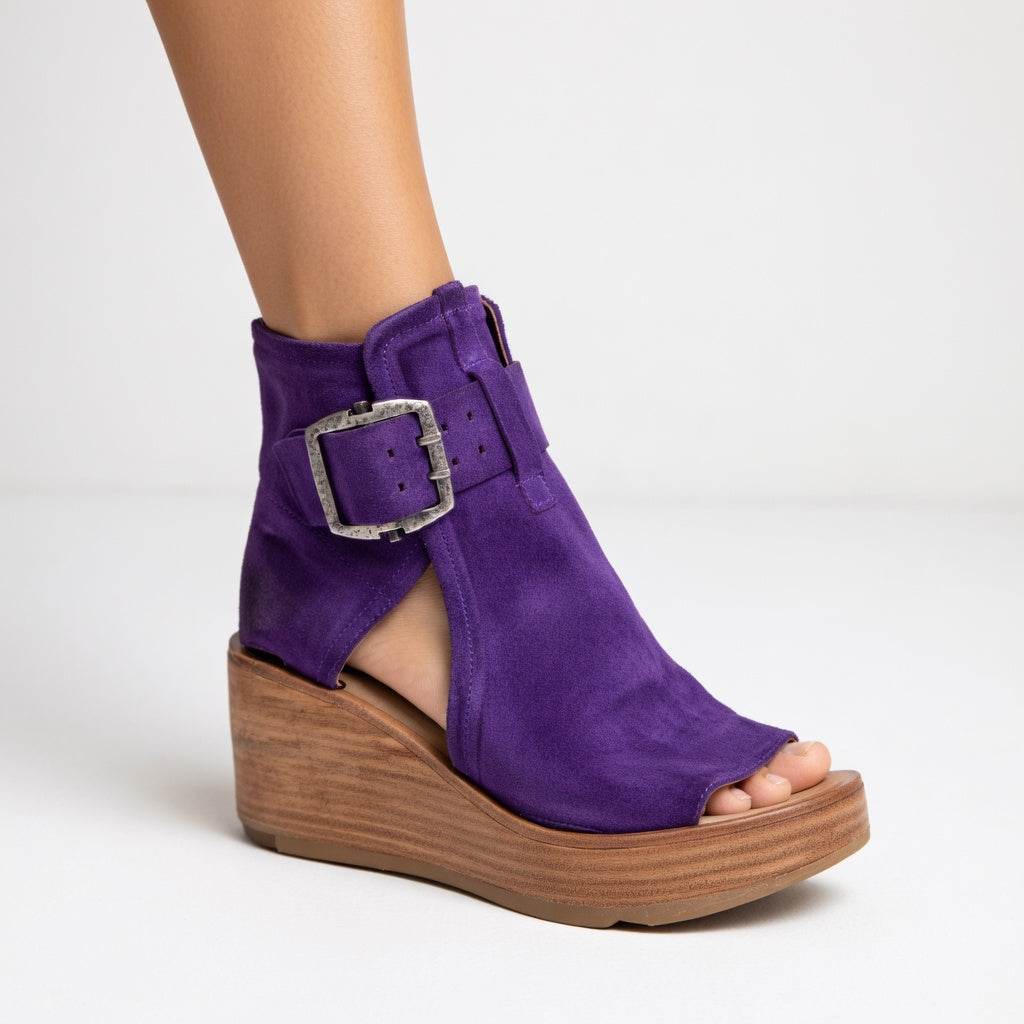 Botines de Cuña Abiertos Lila