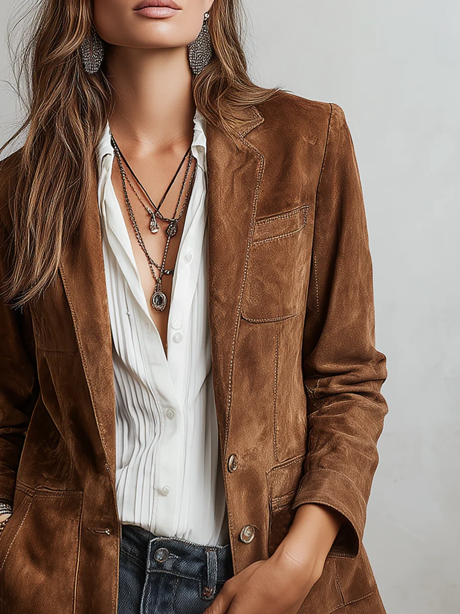 Blazer Vintage de Mujer Marrón