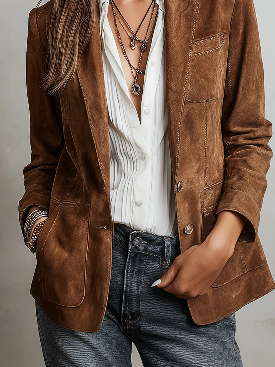 Blazer Vintage de Mujer Marrón