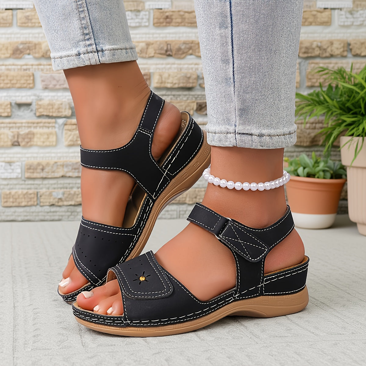 Liana - Sandalia de verano ligera con cierre de velcro