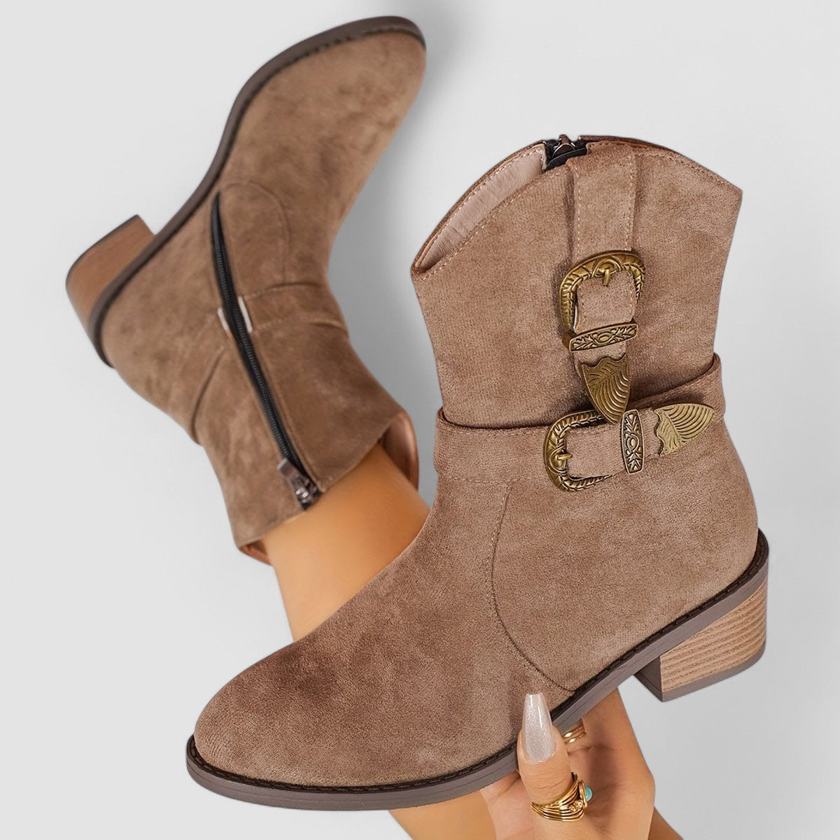 Rosa | Botas western ortopédicas de ante