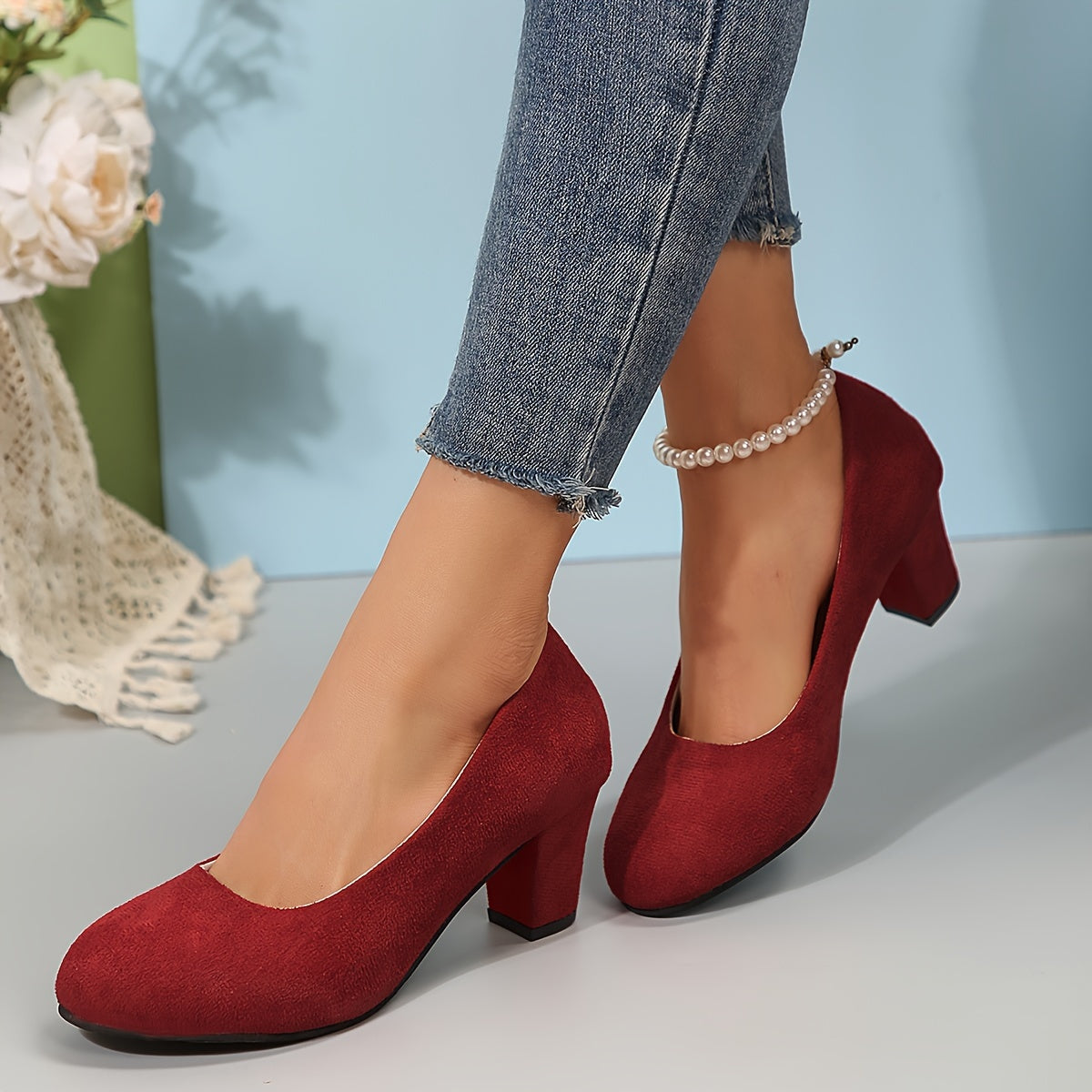 Zapatos de Salón de Punta Ancha y Tacón Estable