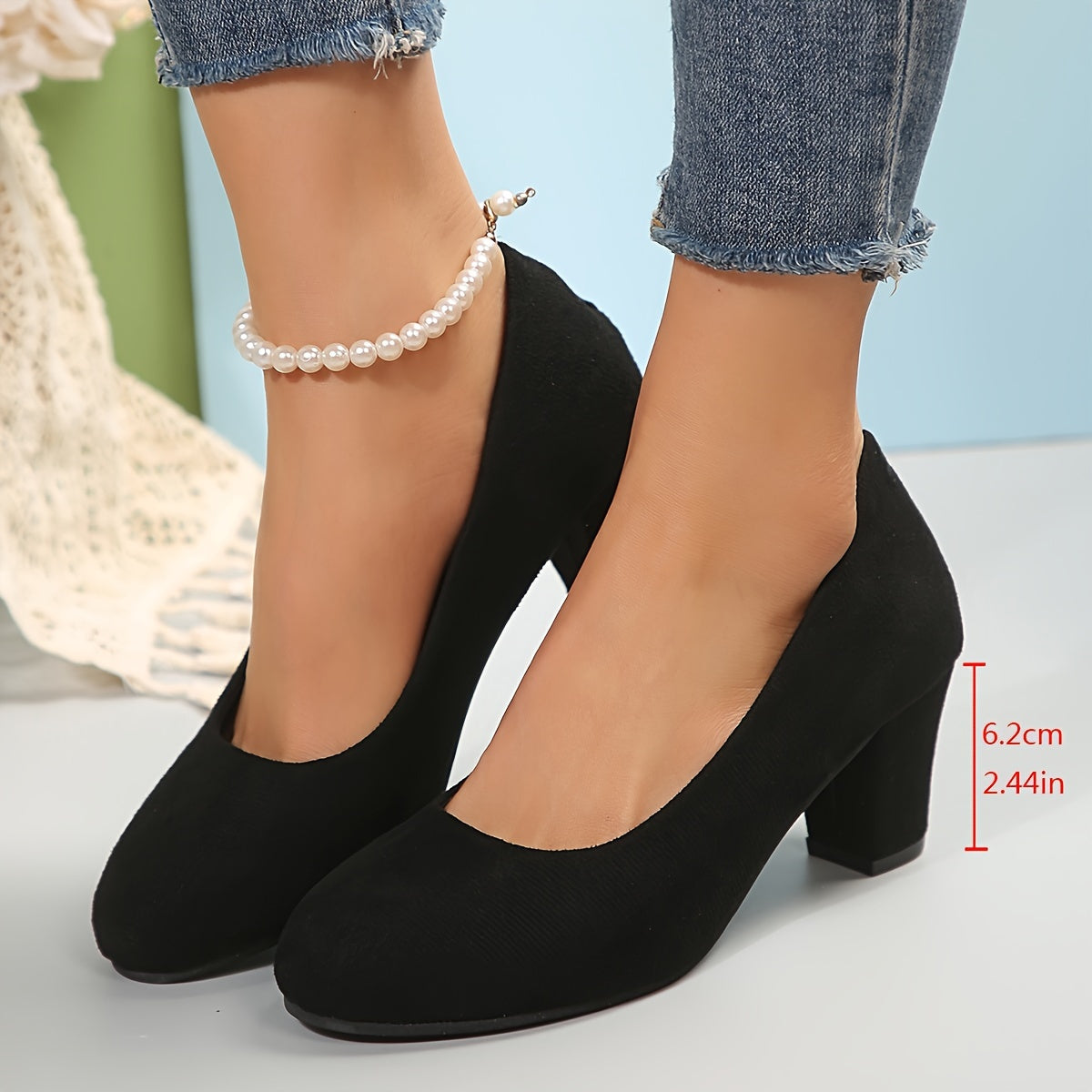 Zapatos de Salón de Punta Ancha y Tacón Estable