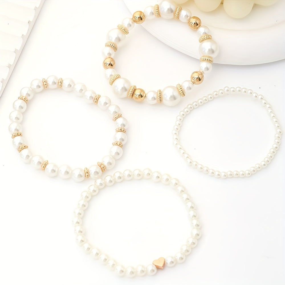 Set de Pulseras de Perlas con Corazón