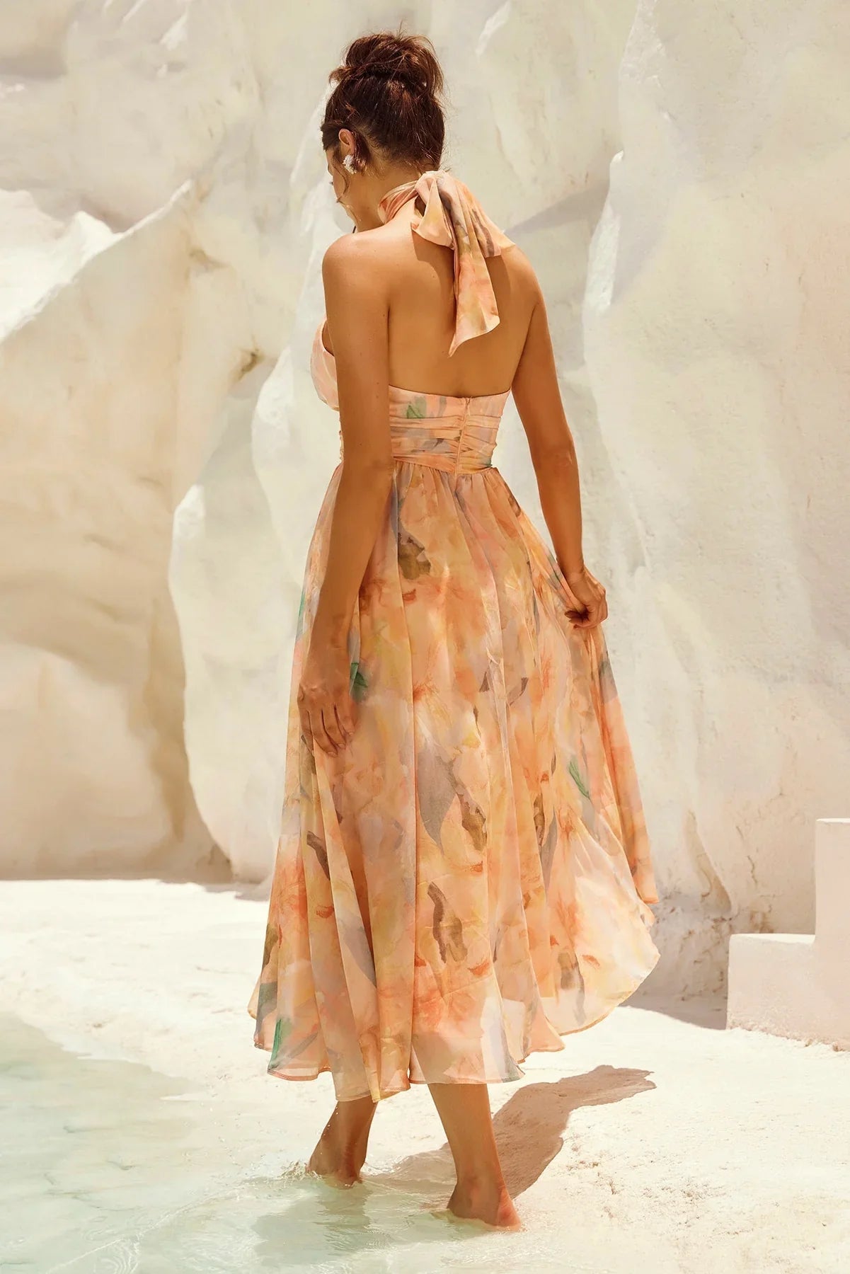 Esther™ | Vestido de Cuello Halter con Estampado de Acuarela