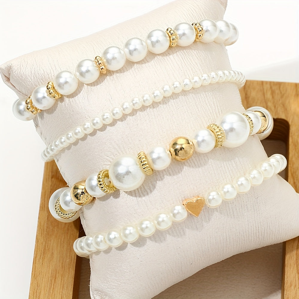 Set de Pulseras de Perlas con Corazón