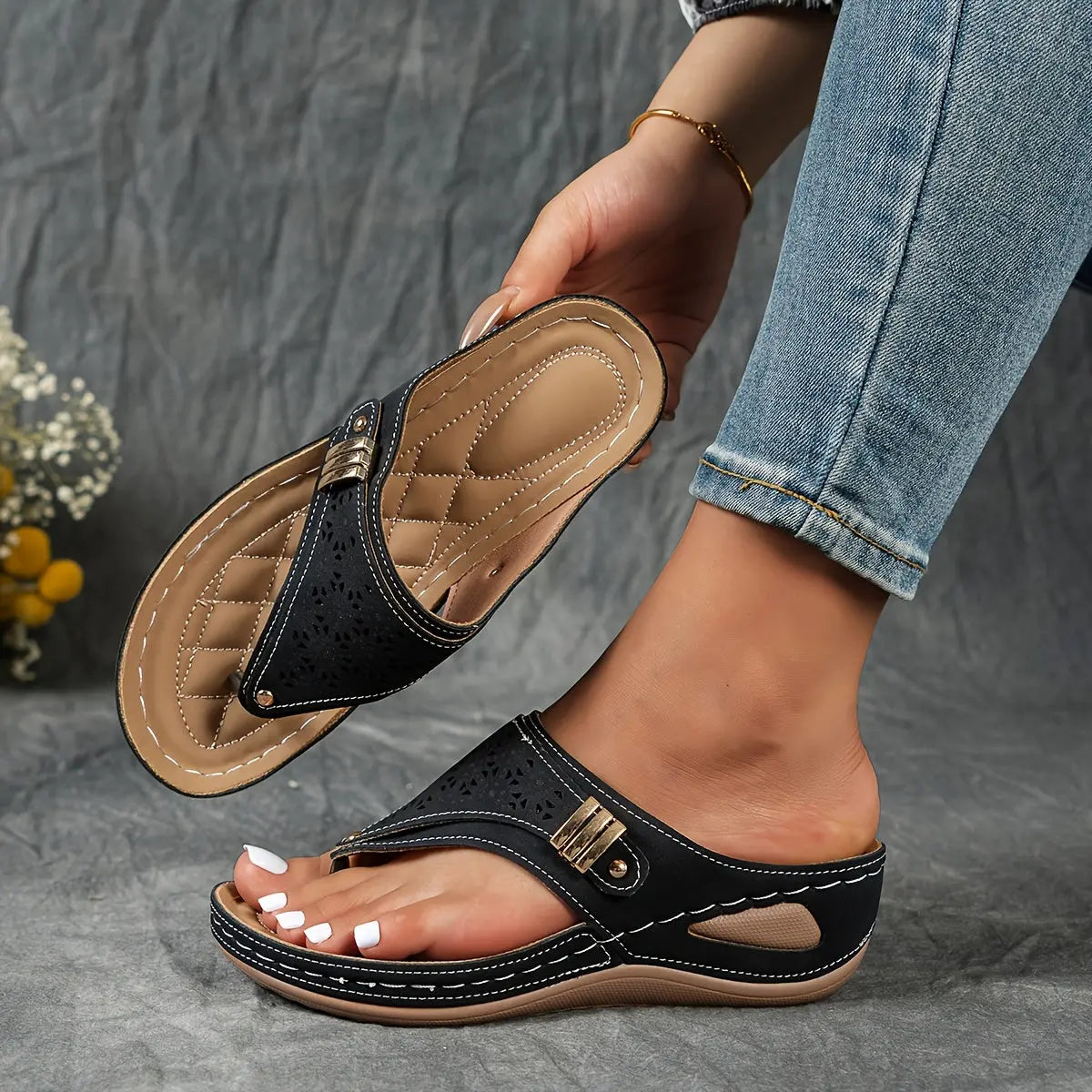 Élodie - Sandalias de mujer con tira entre los dedos