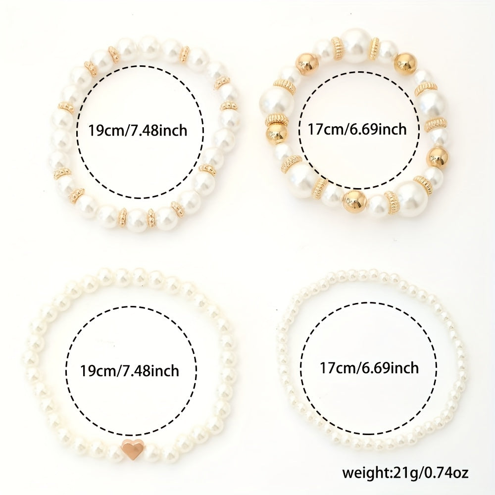 Set de Pulseras de Perlas con Corazón